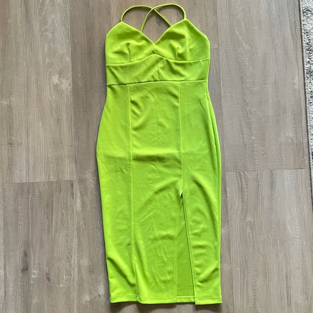 Fashion Nova Fitted Neon Midi Dress